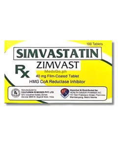 ZIMVAST Simvastatin 40mg Film-Coated Tablet 1's, Dosage Strength: 40mg, Drug Packaging: Film-Coated Tablet 1's