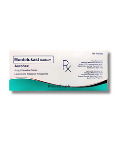 AUROHEX Montelukast 4mg - 1 Chewable Tablet, Dosage Strength: 4 mg, Drug Packaging: Chewable Tablet 1's