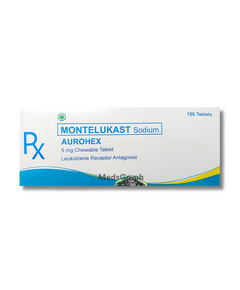 AUROHEX Montelukast 5mg - 1 Chewable Tablet, Dosage Strength: 5 mg, Drug Packaging: Chewable Tablet 1's