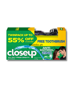 Image of CLOSE UP MENTHOL FRESH GREEN TOOTHPASTE 2 X 175G + 1 FREE TOOTHBRUSH