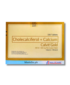 CALVIT GOLD Cholecalciferol (Vit. D3) / Calcium 400IU / 600mg Film-Coated Tablet 1's, Dosage Strength: 400 IU / 600mg (equivalent to 1.5g Calcium Carbonate), Drug Packaging: Film-Coated Tablet 1's