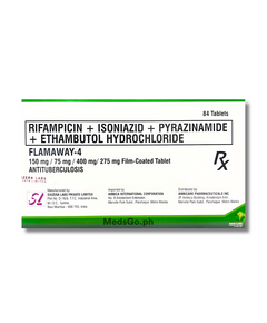 FLAMAWAY-4 Rifampicin / Isoniazid / Pyrazinamide / Ethambutol 150mg / 75mg / 400mg / 275mg Film-Coated Tablet 1's