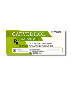 KARVIDOL Carvedilol 6.25mg - 1 Tablet, Dosage Strength: 6.25 mg, Drug Packaging: Film-Coated Tablet 1's