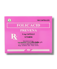 PREVENA Folic Acid (Vit. B9) 5mg Capsule 1's, Dosage Strength: 5 mg, Drug Packaging: Capsule 1's