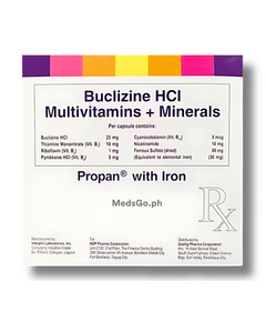 PROPAN WITH IRON Buclizine Hydrochloride / Multivitamins / Minerals Capsule 1's, Drug Packaging: Capsule 1's