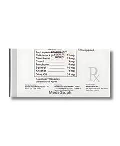 ROWATINEX Pinene / Camphene / Cineol / Fenchone / Borneol / Anethol / Olive Oil 31mg / 15mg / 3mg / 4mg / 10mg / 4mg / 33mg Capsule 1's, Dosage Strength: 31mg / 15mg / 3mg / 4mg / 10mg / 4mg / 33mg, Drug Packaging: Capsule 1's