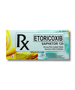 SAPHETOR 120 Etoricoxib 120mg Film-Coated Tablet 1's, Dosage Strength: 120 mg, Drug Packaging: Film-Coated Tablet 1's