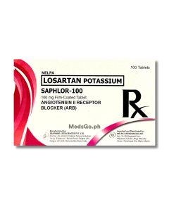 SAPHLOR-100 Losartan Potassium 100mg Film-Coated Tablet 1's, Dosage Strength: 100 mg, Drug Packaging: Film-Coated Tablet 1's