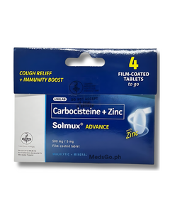 SOLMUX ADVANCE Carbocisteine / Zinc 500mg / 5mg - 1 Pack x 4 Tabs