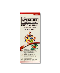 Image of MUCOSAPH-15 AMBROXOL HYDROCHLORIDE 15MG / 5ML SYRUP 60ML STRAWBERRY