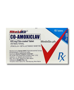 RITEMED Co-Amoxiclav 625mg Film-Coated Tablet 1's, Dosage Strength: 625mg, Drug Packaging: Film-Coated Tablet 1's