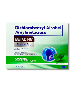 Image of BETADINE THROATAID MENTOL & EUCALYPTUS LOZENGES 8'S