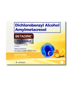 Image of BETADINE THROATAID HONEY & LEMON LOZENGES 8'S