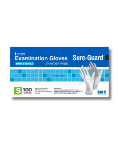 Image of SURE-GUARD DISPOSABLE LATEX EXAMINATION GLOVES NON-STERILE S 1'S