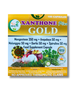 Image of XANTHONE PLUS GOLD MANGOSTEEN / AMPALAYA / MALUNGGAY / GARLIC / SPIRULINA 350MG / 50MG / 50MG / 50MG / 50MG - 1 CAPSULE