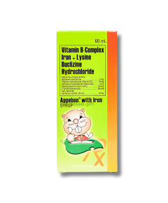 Image of APPEBON WITH IRON MULTIVITAMINS (VIT. B1, B6, & B12) / BUCLIZINE HYDROCHLORIDE / FERROUS SULFATE / LYSINE HYDROCHLORIDE (10MG / 5MG / 10MCG) / 5MG / 50MG / 125MG SYRUP 60ML