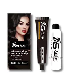 Image of ASHLEY SHINE BIO NATURAL GLOSSY HAIR COLOR CREAM DARK BROWN 33/0