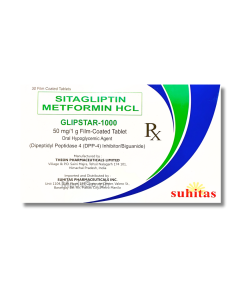 Image of GLIPSTAR-1000 SITAGLIPTIN / METFORMIN 50MG / 1000MG FILM-COATED TABLET 1'S