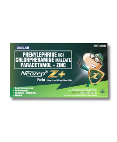 Image of NEOZEP Z+ FORTE 1 TABLET - PHENYLEPHRINE / CHLORPHENAMINE / PARACETAMOL / ZINC 325MG / 10MG / 10MG / 2MG