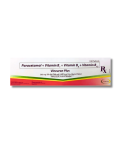 Image of VINEURON PLUS PARACETAMOL / VIT. B1 / VIT. B6 / VIT. B12 500MG / 50MG / 100MG / 100MCG FILM-COATED TABLET 1'S