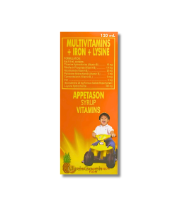 Image of APPETASON VITAMIN B COMPLEX / IRON / LYSINE SYRUP 120ML SWEET ORANGE-PINEAPPLE