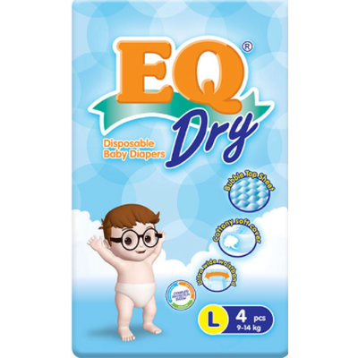 Buy Eq dry disposable baby diapers l 4 s online with MedsGo. Price