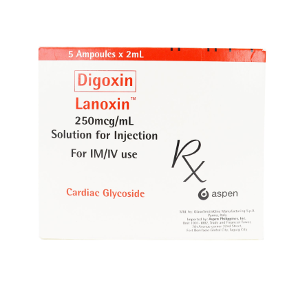 Image of LANOXIN DIGOXIN 250MCG / ML SOLUTION FOR IM/IV INJECTION 2ML 5'S