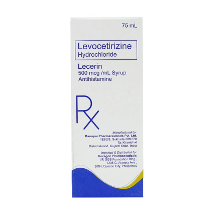 LECERIN Levocetirizine Hydrochloride 500mcg / mL Syrup 75mL price in ...