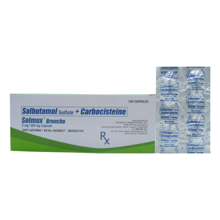 Image of SOLMUX BRONCHO SALBUTAMOL / CARBOCISTEINE 2MG / 500MG PER 5ML SUSPENSION 60ML