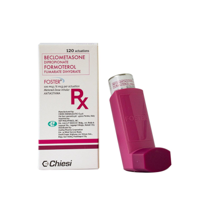 Image of FOSTER BECLOMETASONE DIPROPIONATE / FORMOTEROL FUMARATE DIHYDRATE 100MCG / 6MCG PER ACTUATION METERED-DOSE INHALER 120ACTUATIONS