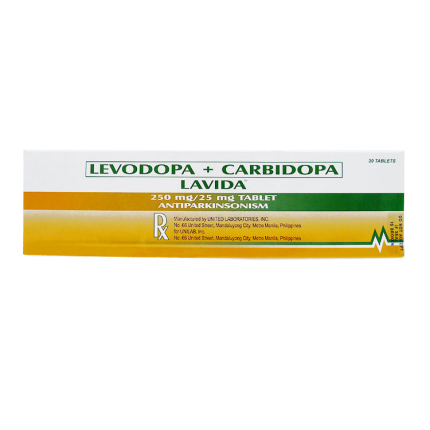 LAVIDA Levodopa / Carbidopa 250mg / 25mg Tablet 30's price in the ...