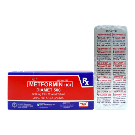 DIAMET 500 Metformin Hydrochloride 500mg Film-Coated Tablet 30's price ...