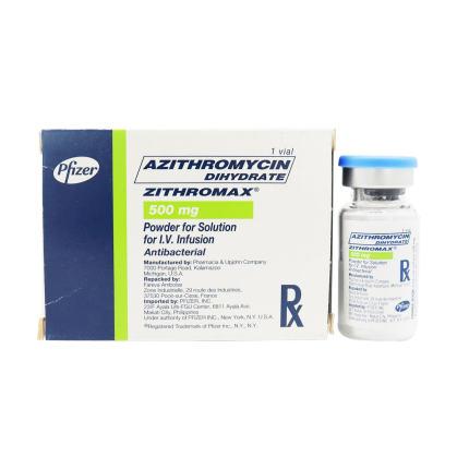 Image of ZITHROMAX AZITHROMYCIN DIHYDRATE 500MG POWDER FOR INFUSION 1'S