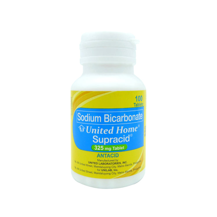 Image of UNITED HOME SUPRACID SODIUM BICARBONATE 325MG - 1 BOTTLE X 100 TABLETS