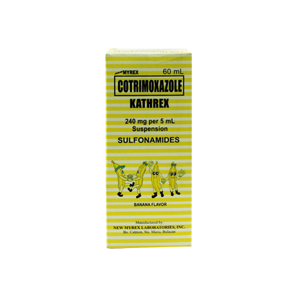 Image of KATHREX COTRIMOXAZOLE (SULFAMETHOXAZOLE / TRIMETHOPRIM) 240 MG / 5 ML (200MG / 40MG PER 5ML) SUSPENSION 60ML BANANA
