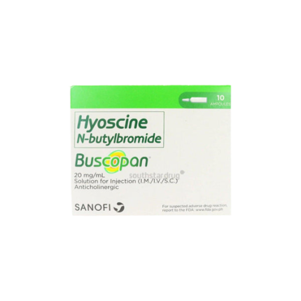Image of BUSCOPAN HYOSCINE N-BUTYLBROMIDE 20MG / ML SOLUTION FOR IM/IV/SC INJECTION 1ML 1'S