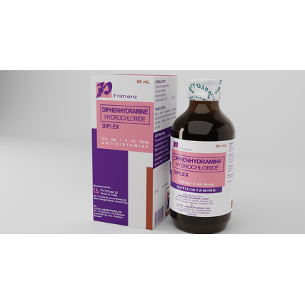 Image of DIPLEX DIPHENHYDRAMINE HYDROCHLORIDE 12.5MG / 5ML SYRUP 60ML