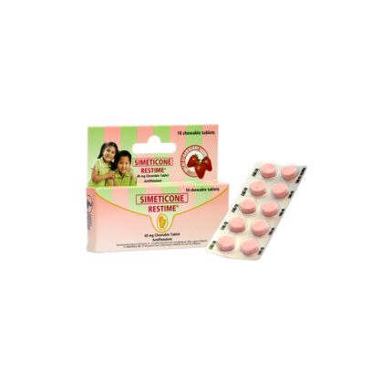 Image of RESTIME SIMETHICONE 40MG CHEWABLE TABLET 1'S STRAWBERRY