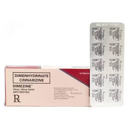 Image of DIMEZINE DIMENHYDRINATE / CINNARIZINE 40MG / 20MG TABLET 1'S
