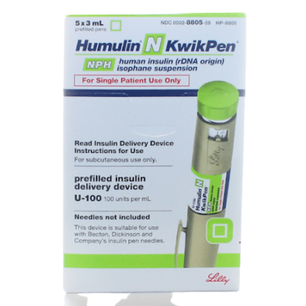 Image of HUMULIN N KWIKPEN INSULIN HUMAN (RDNA) 100IU / ML SUSPENSION FOR SC INJECTION 3ML 1'S
