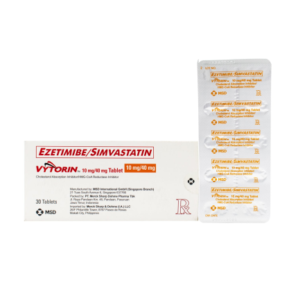 Image of VYTORIN EZETIMIBE / SIMVASTATIN 10MG / 40MG TABLET 1'S