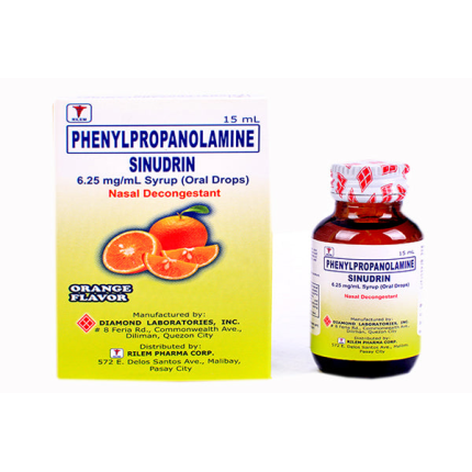 Image of SINUDRIN PHENYLPROPANOLAMINE HYDROCHLORIDE 6.25MG / ML ORAL DROPS 15ML