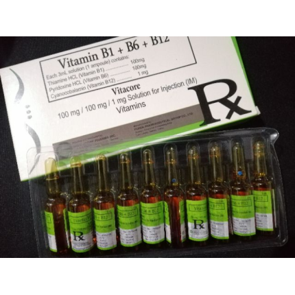 Image of VITACORE VITAMIN B1 / VITAMIN B6 / VITAMIN B12 100MG / 100MG / 1MG PER 3ML SOLUTION FOR IM INJECTION 3ML 10'S