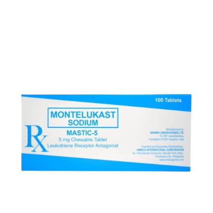 Image of MASTIC-5 MONTELUKAST SODIUM 5MG CHEWABLE TABLET 100'S