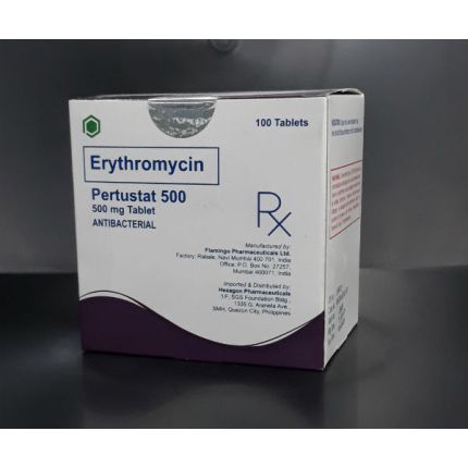 Image of PERTUSTAT 500 ERYTHROMYCIN STEARATE 500MG TABLET 100'S