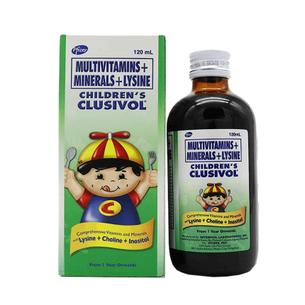 Image of CHILDREN'S CLUSIVOL MULTIVITAMINS / MINERALS / LYSINE SYRUP 120ML