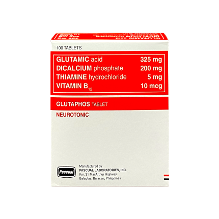 Image of GLUTAPHOS GLUTAMIC ACID / DICALCIUM PHOSPHATE / THIAMINE HYDROCHLORIDE / CYANOCOBALAMIN TABLET 1'S