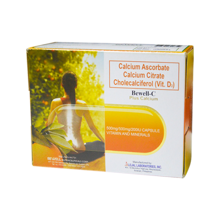 Image of BEWELL-C PLUS CALCIUM ASCORBATE / CALCIUM CITRATE / CHOLECALCIFEROL (VIT. D3) 500MG / 500MG / 200IU CAPSULE 1'S