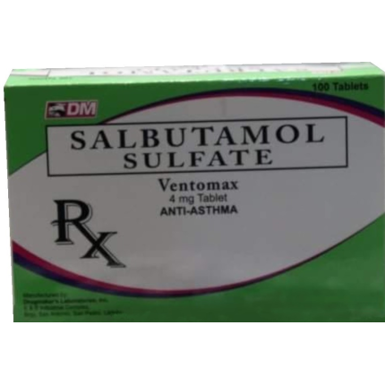 Image of VENTOMAX SALBUTAMOL 4MG - 1 BOX X 100 TABS