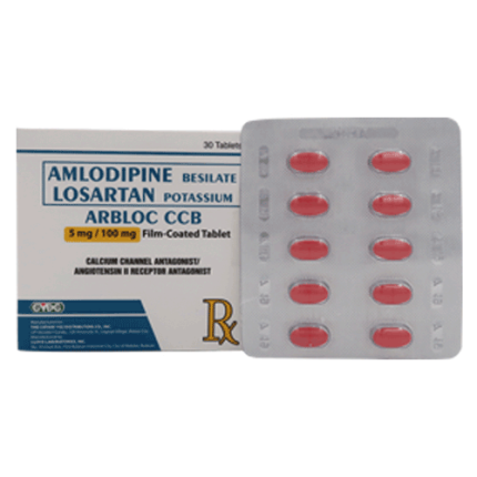 ARBLOC CCB Amlodipine Besilate / Losartan Potassium 5mg / 100mg Film ...